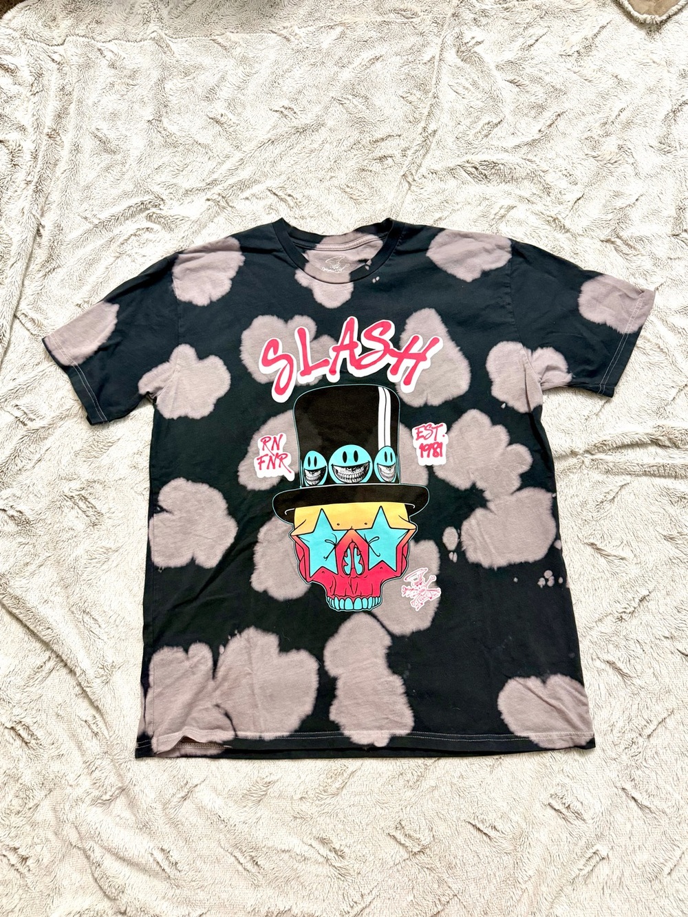 Ron English x Guns N' Roses collaborative bleach-dyed t-shirt size M 100% cotton